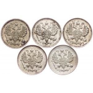 Russia - Nicholas II. , 10 Kopecks 1915 - LOT - 5 pcs