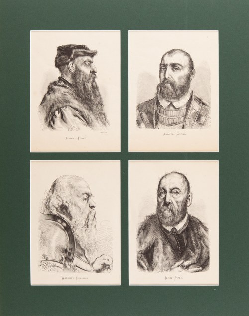Jan MATEJKO (1838-1893), Cztery portrety współoprawne, 1876 1. Albert Łaski 2. Andrzej Górka 3. Walenty Dębinski 4. Jerzy Pipan
