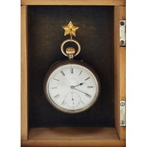 Samuel HUME (1836-1909) - zegarmistrz, Zegarek kieszonkowy w szafce ozdobnej