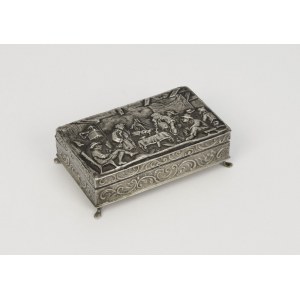 Box with a relief genre scene on the lid