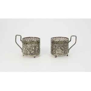 A pair of glass baskets