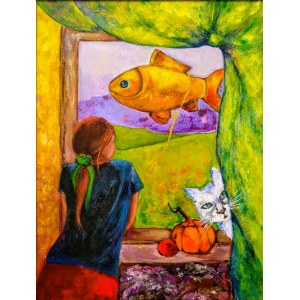 Agnieszka Stobnicka, Girl with a goldfish, 2023