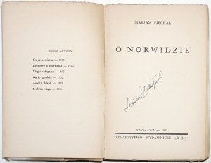 Piechal M., O NORWIDZ, 1937 [1st ed.] [wrapper