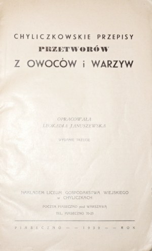 Januszewska L., CHYLICZKSKIE PRZETWORÓW Z OWOCÓW I WARZYW, 1939