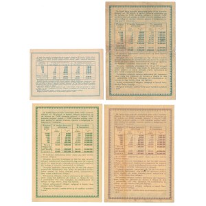 National Loan for the Development of Polish Forces, 10, 100, 200, and 500 zł Bonds, 1951 (4 pieces)