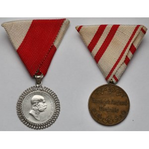 Austria i Niemcy, Medal 1905 i Korona 1908 w oprawie - zestaw (2szt)