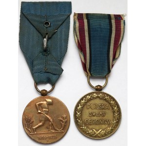 Seconda Repubblica Polacca, medaglia “La Polonia al suo difensore 1918-1921” e del Decennio della riottenuta indipendenza 1918-1928 – set (2 pezzi)