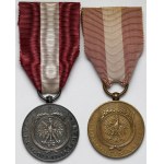 II RP, Medal za Długoletnią Służbę - Brązowy (X) i Srebrny (XX) - zestaw (2szt)