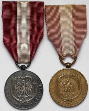 II RP, Medal za Długoletnią Służbę - Brązowy (X) i Srebrny (XX) - zestaw (2szt)