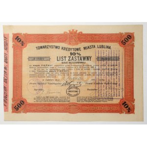 Lublin Credit Society, 10% Mortgage Bond, 500 zł, 1927