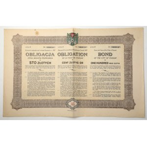 Poznaň, 8 % mestská dlhopisová emisia, 100 zlotých, 1927