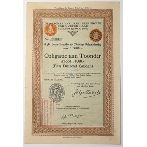 Stowarzyszenie Matki Boskiej Dobrej Rady, Obligacja 1.000 guldenów 1929