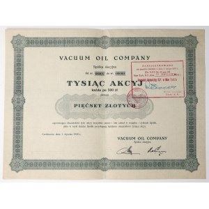 VACUUM OIL COMPANY, 1.000 × 500 Złoty 1930