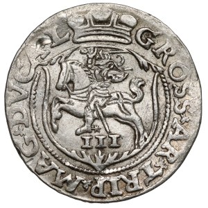 Sigismund II Augustus, Vilnius Tri-coin, 1563 – without D*G – LITVA