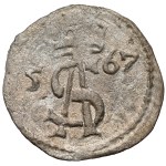 Sigismund II Augustus, Vilnius 2-denar coin, 1567—tail DOWN