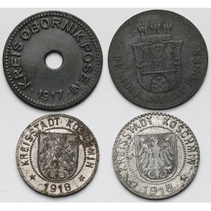 Obornik, Poznań, and Koźmin, 5–10 pfennigs, 1917–1918 — set (4 pieces)
