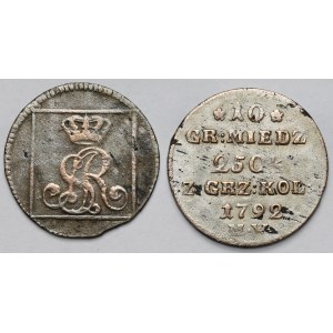 Poniatowski, gros de 1767 et 10 groszy de 1792 – lot (2 pièces)