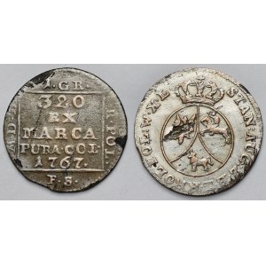 Poniatowski, gros de 1767 et 10 groszy de 1792 – lot (2 pièces)