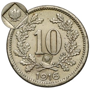 Kontrmarka orła polskiego wz.27 na 10 fenigów 1916