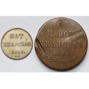 Ungarn, 3 und 6 Kreuzer 1849 NB, Nagybanya – Set (2 Stück)