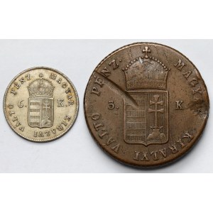 Ungarn, 3 und 6 Kreuzer 1849 NB, Nagybanya – Set (2 Stück)