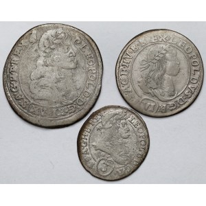 Maďarsko, Leopold I., 3–15 krajcarov, 1670–1694, KB, Kremnica – sada (3 ks)