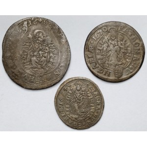 Maďarsko, Leopold I., 3–15 krajcarov, 1670–1694, KB, Kremnica – sada (3 ks)