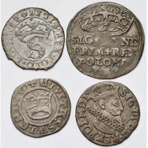 Zygmunt I. Starý, III. Vasa a Sliezsko, strieborné mince 1526–1622 – sada (4 ks)