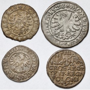 Zygmunt I. Starý, III. Vasa a Sliezsko, strieborné mince 1526–1622 – sada (4 ks)