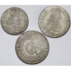 John II Casimir, Szóstak, Ort, and Tymf, 1657–1668—set (3 pieces)