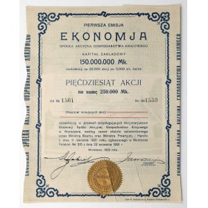 Aktiengesellschaft „Gospodarstwo Krajowe EKONOMJA“, Em. 1, 50 × 5.000 Mark, 1922