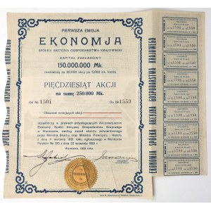 Aktiengesellschaft „Gospodarstwo Krajowe EKONOMJA“, Em. 1, 50 × 5.000 Mark, 1922