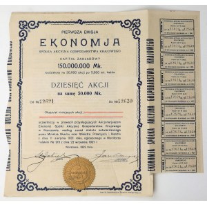 Aktiengesellschaft „Gospodarstwo Krajowe EKONOMJA“, Em. 1, 10 × 5.000 Mk, 1922