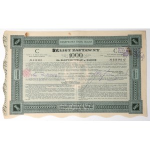 PBR, 7% mortgage bond for 1,000 zł—converted in 1933 to 5.5%—high numerator