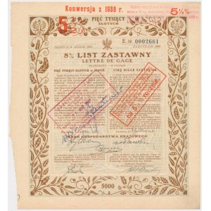 BGK, 8% Mortgage Bond, 5,000 zł (1924–1929) – Converted in 1938 to 5.5%