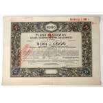 BGK, 7% Mortgage Bond, Issue II, 8,914 PLN = 1,000 USD - multi-currency sheet - Conversion 1938 - LOW No. 0000004