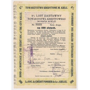 Úverová spoločnosť mesta Kielce, 8 % dlhopis, séria II, 500 zlotých, 1930