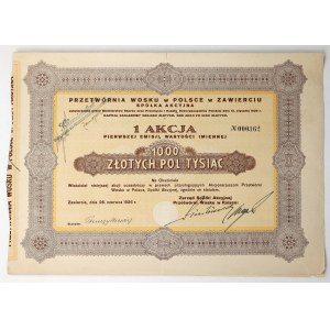 Przetwórnia Wosku w Polsce w Zawierciu, Em.1, 1.000 zł 1926