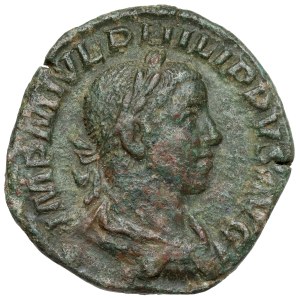 Filip II., syn Filipa I. Araba (247–249 n. l.), sestertius, Řím – vzácný