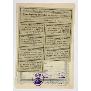 Przędzalnia i Tkalnia Juty i Lnu WARTA, 50x 250 zł 1936