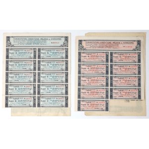 Kreditgesellschaft der Stadt Warschau, 8 % auf 5 % Pfandbriefe zu 1.000 und 5.000 Złoty, 1928–1931 (2 Stück)