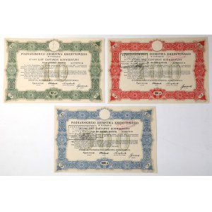 Poznań Credit Association, 4% Mortgage Bonds in denominations of 10, 100, and 500 zł, 1925 (3 pieces)