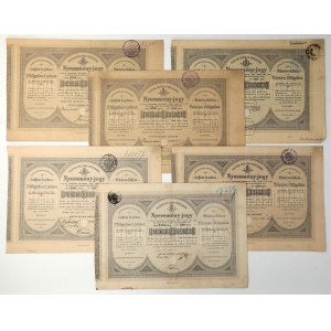 Banca ipotecaria ungherese, ricevute di premio degli anni 1887, 1894, 1903, 1905, 1906, 1907