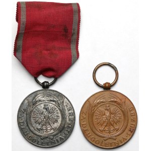 II RP, Medal za Długoletnią Służbę - Brązowy (X) i Srebrny (XX) - zestaw (2szt)