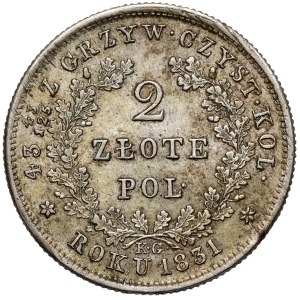 Powstanie Listopadowe, 2 złote 1831 KG - KRÓTKA pochwa