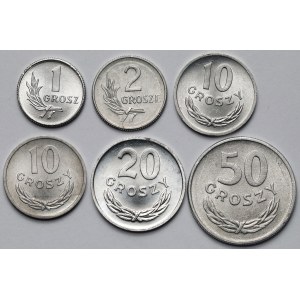 1 - 50 groszy, 1949–1980 - set (6 pieces)