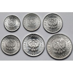 1 - 50 groszy, 1949–1980 - set (6 pieces)