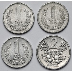 1 i 2 złote 1949-1969 - zestaw (4szt)