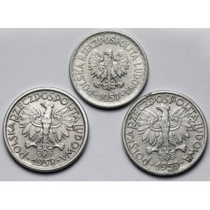 1 i 2 złote 1957-1959 - zestaw (3szt)