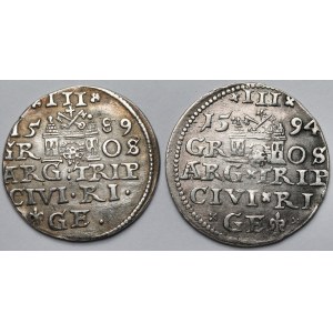 Sigismund III Vasa, Riga Trojak 1589 and 1594 - set (2 pcs)